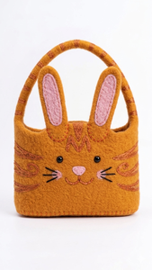 กระเป๋าแมวสีส้มทำมือจากไมโครไฟเบอร์รักษ์โลก น่ารัก ลายสัตว์ สะพายไหล่ ปิดซิป บุหนังแท้ สีตามสั่ง สำหรับเด็ก - Product Image 1