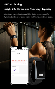 ODM OEM ETQ17 Tracker d'activité sans écran, surveillance automatique ECG HRV, suivi du sommeil, SpO2, tension artérielle, température, stress, étanche IP68, bracelet connecté Android iOS - Product Image 5