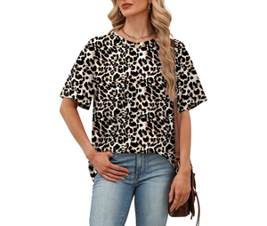 OEM Made Premium Quality Vintage All Over Print Animal Skin Printed 240 GSM 100% Cotton Drop Shoulder Oversized Women's T-Shirt - Product Image 4