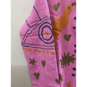 Chaqueta con bordado floral para mujer, cuello mandarín, manga larga, abrigo abierto de otoño, diseño hecho a mano - Product Image 6