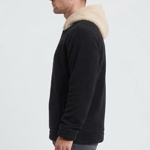 Top Selling Custom Logo High Quality Oversized Men's <b>Black</b> <b>Fleece</b> Hooded Sweatshirt With Cream Lining Regular Fit Casual Winter - Product Image 4