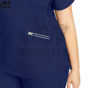 Tenue d'infirmière hiver pour femme, col Claudine, rose, manches longues, blouse blanche à manches courtes, salopette de pharmacie, ensemble deux pièces - Product Image 5