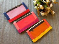 Dompet wanita kulit bulu motif hewan daur ulang buatan tangan asli dompet multifungsi warna pelangi gemuk bergaya dompet tempat kartu ATM