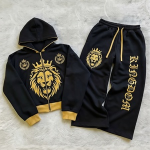 Ensemble de survêtement unisexe à imprimé Dragon de Glace, à capuche, manches longues, décontracté pour l'hiver, en polyester respirant, coupe régulière avec côtés contrastants - Product Image 3