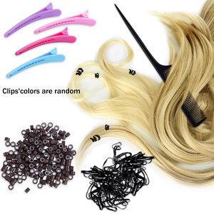 Kit d'outils pour extensions de cheveux, 500 perles brunes pour extensions de cheveux avec outil, micro-perles doublées de silicone, pince pour extensions de cheveux, aiguille à crochet - Product Image 5
