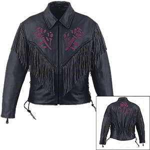 Premium Black Women Fringe Lambskin Leather Jacket Embroidered Luxury Soft Leather Fashion Wear Sample And Customization - Product Image 4