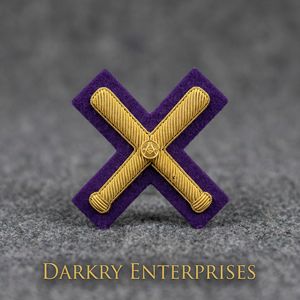 Insignia Masónica Personalizada de Alambre de Plata con Plumas Cruzadas, Bordada a Mano con Hilo Plateado, Escudo de Fieltro Azul Marino, Emblemas para Logias Masónicas - Product Image 5