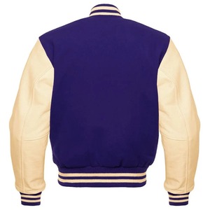 Chaqueta Varsity Morada Unisex con Cierre de Botones en las Mangas, Diseño a Cuadros, Estilo Utilitario, Resistente al Viento, de Poliéster/Algodón, para Otoño - Product Image 2