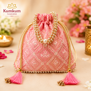 Sac à main indien fait main brodé Chikankari, unisexe, doublure en coton satiné, cadeau de mariage, faveurs de fête Diwali et Nouvel An, porte-monnaie - Product Image 5