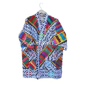 Bata Corta de Verano Elegante Hecha a Mano de Primera Calidad, 100% Algodón, Diseño Sencillo, Multicolor, Ropa Casual de Mujer para Invierno - Product Image 6