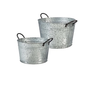 Jardinière ovale en métal galvanisé avec poignées en corde pour l'extérieur, la maison et le jardin – Artisanat décoratif pour grossistes - Product Image 5