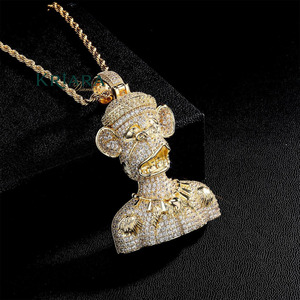 Colgante de Mono con Moissanita, Plata 925 con Baño de Rodio, Amuleto Temático de Animal, Joyería de Lujo Unisex para Uso Diario - Product Image 2