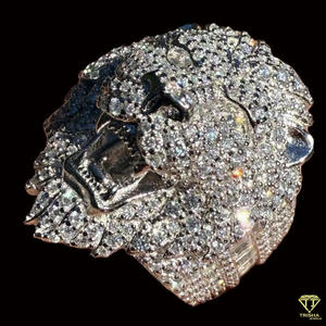 Moissanite Diamond Lion Head Statement <b>Ring</b> for Men White <b>Gold</b> Luxury Hip Hop Animal King Designer <b>Cocktail</b> <b>Ring</b> Gift for Him - Product Image 3