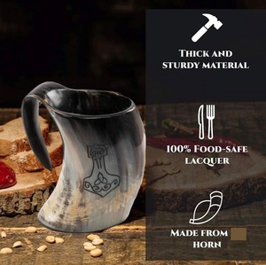 Premium Buffalo Horn Mug Viking Style Drinking <b>Cup</b> Handcrafted Medieval Beer Tankard - Product Image 1