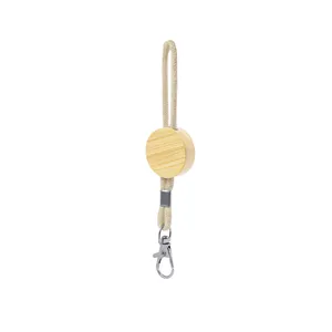 Porte-clés personnalisable en bambou et coton - Product Image 1