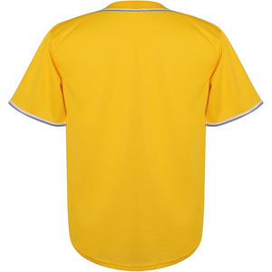 Bright Yellow Performance <b>Baseball</b> Jersey Unique Light Blue and White Double Piping Full Button Style - Product Image 2