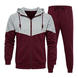 Men's Color Blocking Hooded Tracksuit Full Zipper <b>Sweatshirt</b> With Side Pockets Casual Autumn Wear Polyester Cotton Blend - Product Image 4