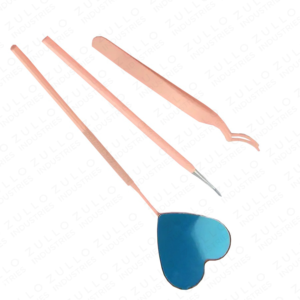 Ensemble de miroirs pour extensions de cils en acier inoxydable en forme de cœur avec pinces à pointe fine, outil de beauté pour une application précise des cils - Product Image 4