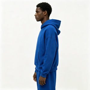 Sudadera con Capucha Extra Grande para Hombre, Azul Sólido, Felpa de Algodón, Ropa Casual de Otoño, Sudaderas con Capucha para Hombre - Product Image 3