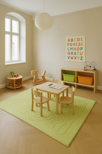 Luxury Handmade Woolen <b>Carpet</b> for Home Eco-Friendly light green lines pattern high low profile for home decor - Product Image 4