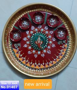 Ensemble de thali en métal exclusif pour le temple familial, thali pour arti pooja, articles de mandir, articles en laiton décoratifs pour pooja, parfait pour un cadeau de Diwali - Product Image 4