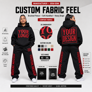 Custom Logo Ribbed Hem And Cuffs Baggy Hoodie <b>Jogger</b> Set Plush <b>Fleece</b> Fabric For <b>Women</b> Cold Weather Tracksuits - Product Image 5