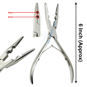 Alicates Profesionales de Acero Inoxidable de 6 Pulgadas con Punta Larga y 2 Orificios para Extensiones de Cabello con Anillas Micro, Nano Beads y Extensiones de Cabello con Lazo - Product Image 1