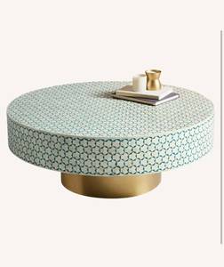 Handmade Bone Inlay Round Side Table - Product Image 3