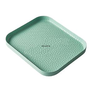 ถาดเสิร์ฟทรงสี่เหลี่ยมผืนผ้าสีเขียว ป้องกันสนิม ปลอดภัยสำหรับอาหาร พื้นผิวมีลายนูน สีสั่งทำได้ ราคาโรงงานถูก ถาดตกแต่ง - Product Image 1