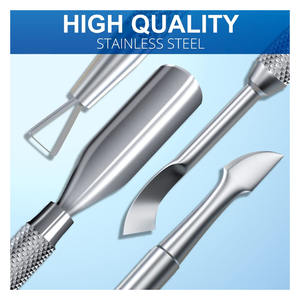 2PCS Metal Silver Cuticle Pusher and Scraper, Nail Trimmer Cutter Stainless Steel Gel Scraper Tool with custom logo - Product Image 6