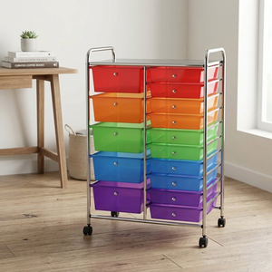 SALE EBay MIT Taiwan Furniture Taiwan 15 Drawer Chrome Rolling <b>Storage</b> Cart Cabinets with Drawers - Product Image 2