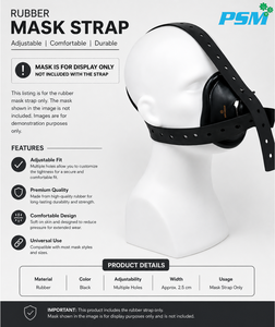 Manual Mask Head <b>Harness</b>-3 Tail Type-<b>Black</b> Rubber 1Pc Hospital Use CE Certified - Product Image 3