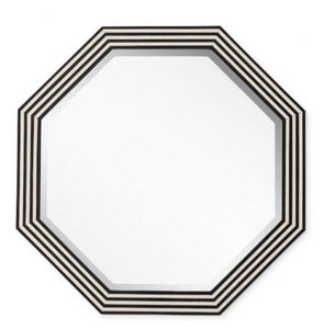 Miroir mural en os incrusté de haute qualité pour la décoration de la maison, miroir mural octogonal, design Art Déco, cadre noir et blanc, décoratif - Product Image 5