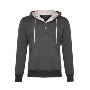 Sudadera con Capucha Gris para Hombre, Corte Regular, Felpa de Algodón, Color Sólido, Cierre de Cremallera, Bolsillo Frontal, para Otoño - Product Image 6