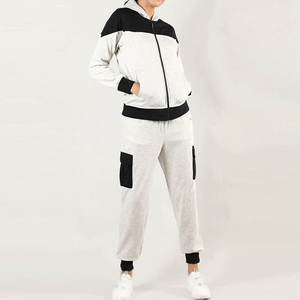 Women Color Blocking <b>Tracksuit</b> Hooded Zipper Full Sleeve Casual Regular Fit Polyester Cotton Autumn Wear Side Pockets - Product Image 3