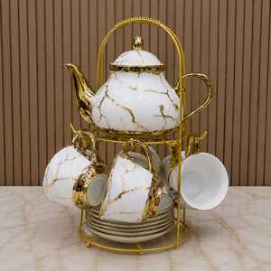 Green Gold European Design Porcelain <b>Mug</b> <b>Set</b> Gold Trim Solid Pattern Eco-Friendly Microwave Dishwasher Safe Gift Box Included - Product Image 5