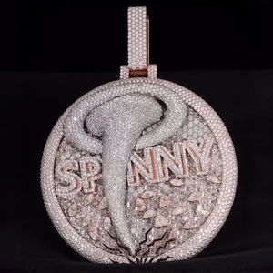 Spenny Diamond <b>Pendant</b> 18K <b>Solid</b> <b>Gold</b> Plated Hiphop Style Round Brilliant Cut Natural Diamonds IGI Certified Unisex Jewelry - Product Image 1