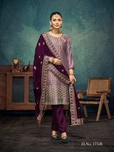Traje Salwar Vichitra de Primera Calidad con Bordado de Diamantes, Proveedor y Exportador Indio a Bajo Precio, Ropa India y Pakistaní - Product Image 4