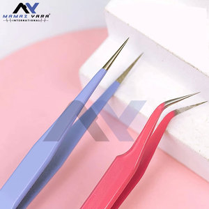2PCS Stainless Tweezers Straight Curved Tweezers Pink Stickers Eyelash <b>Extensions</b> Precision Electronics <b>Nail</b> Rhinestone - Product Image 3