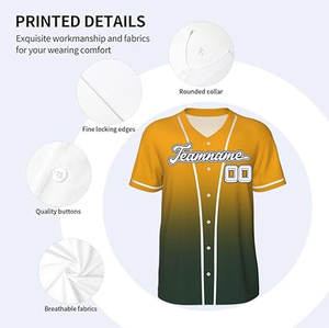 Baseball Jersey New Custom High Quality Wholesale 100% Organic Cotton Quick Dry V-neck Sports Unisex Baseball Jerseys Uniform - Product Image 6