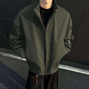 Blouson Bomber Décontracté Homme Printemps-Automne Coupe Ample Col Montant Logo Avant Uni Coupe-Vent Zippé - Product Image 5