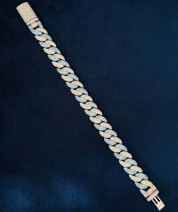 Luxury 925 Sterling Silver <b>Cuban</b> <b>Link</b> Hip Hop Party <b>Bracelet</b> with Fully Iced Out Round Cut Moissanite Diamonds for <b>Men</b> - Product Image 3