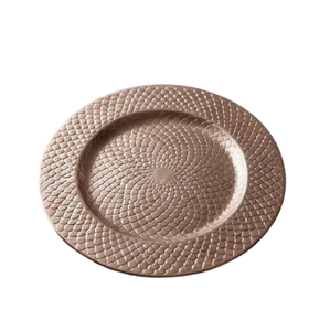 Assiettes de présentation décoratives pour fruits, vaisselle d'hôtel, plaquées or rose, bordure gaufrée, faites à la main, vente chaude - Product Image 4