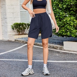 Shorts de survêtement taille haute en molleton de coton respirant pour femme grande taille, style streetwear, avec cordon de serrage et poches – Nouveauté tendance - Product Image 1