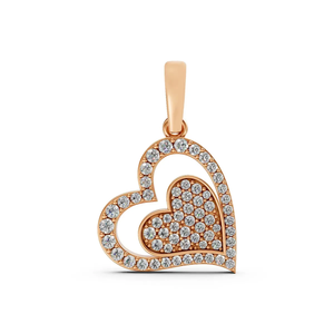 Collar con Colgante de Doble Corazón en Oro Amarillo de 14K con Baño de Rodio, Diamante Cultivado en Laboratorio de 0.65 CT con Halo, Certificado IGI, Regalo Romántico - Product Image 1