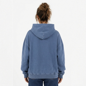 Sudadera con capucha de hombros caídos para mujer, estilo vintage lavado, de manga larga, forro polar de invierno, bordada, tipo jersey - Product Image 2