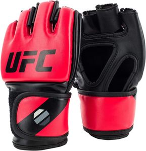 Gants UFC MMA en cuir, respirants, rouge et noir, demi-doigts, fermeture auto-agrippante, unisexe adulte, personnalisables, arts martiaux - Product Image 1