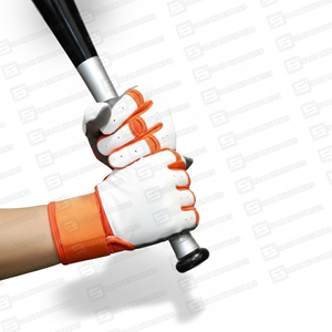 Los mejores guantes de bateo de béisbol y softball, combinación de Color blanco, gris y naranja única, estilo de puño largo, más suave para entrenar sólido - Product Image 5