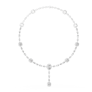 Collar Elara con Esmeralda y Diamante de Corte Ovalado, Diseño Geométrico y Moderno en Plata, Opción 2 (Optimizado para SEO/Descripción) - Product Image 1