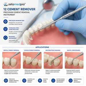 Removedor de Cemento Dental 12, Instrumento de Acero Inoxidable para Remover Cemento Dental, OEM Zetomed Pro - Product Image 4